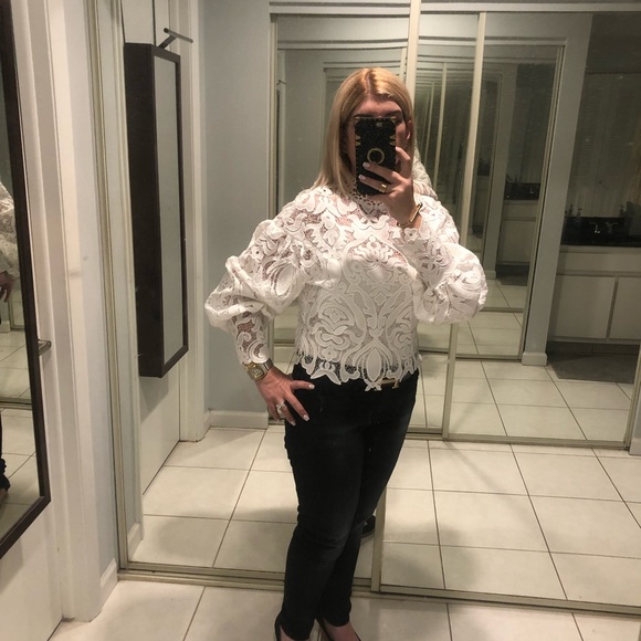 VIP: Italian Handmade lace blouse, Stunning white one of a kind. - Picture 2 of 15